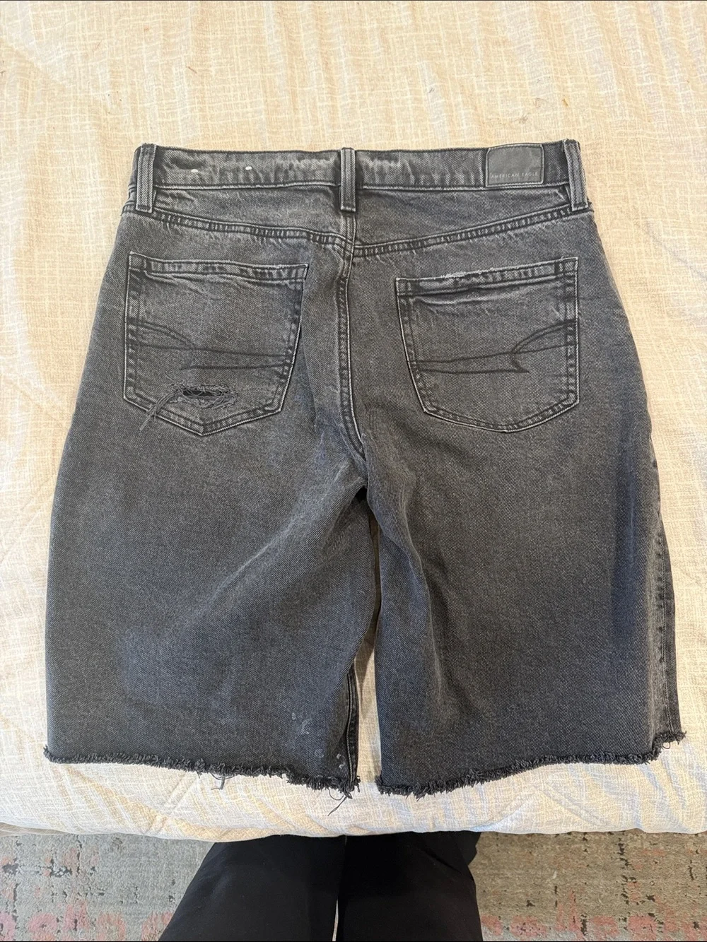 American Eagle Outfitters Black Stretch Denim Baggy Bermuda sz 8